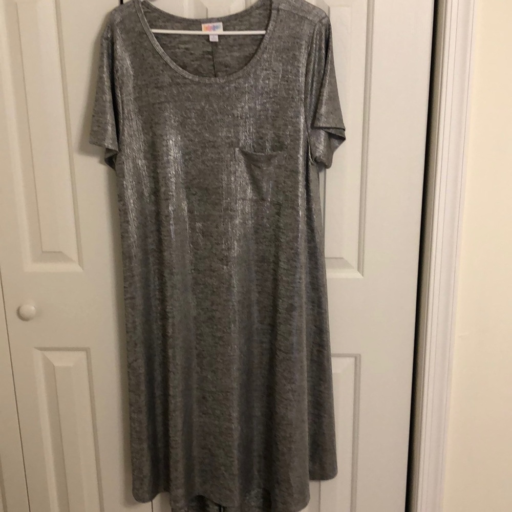 Lularoe Carly dress size L sparkly silver